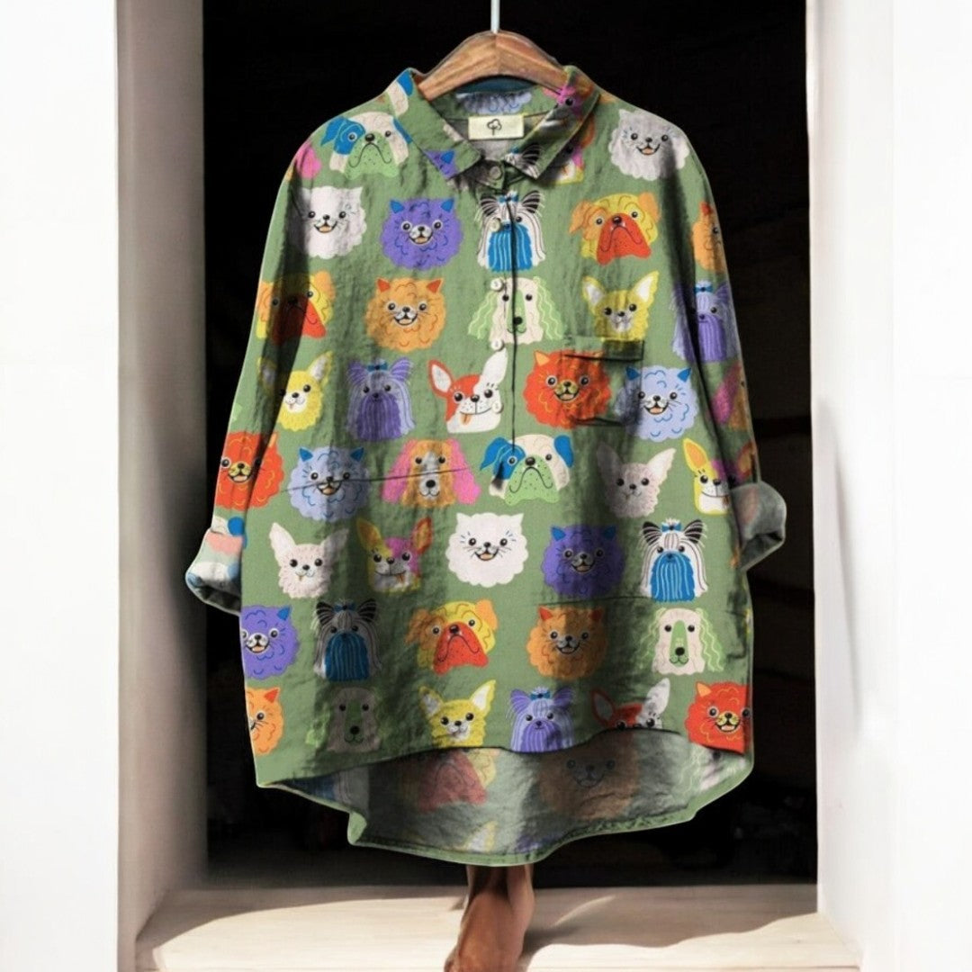 ELISA | Exclusieve Damesblouse met Hondenprint